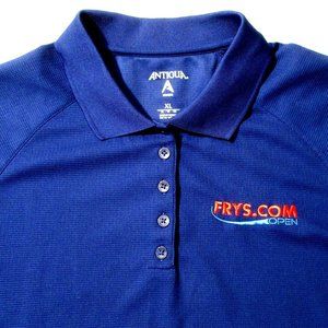 Womens Antigua Frys.com Open PGA Tour Dark Blue Logo Golf Polo Shirt XL